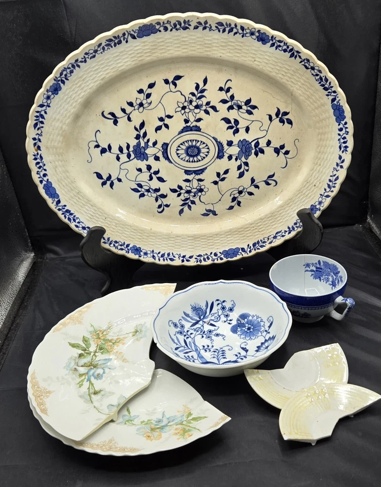 Mosaic Broken Antique China Scraps Irregular Assorted Crafts 5+lbs Mintons Spode - Image 1 of 4