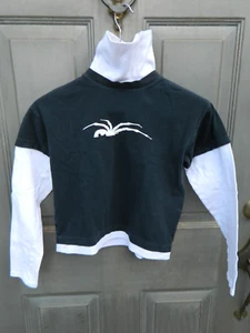 Spyder Kyds Long Sleeve Turtleneck Shirt - Black with White Sleeves - M - Used - Picture 1 of 4