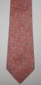 BUGATCHI UOMO ORANGE PINK BLUE SWIRLS WOVEN 100% ITALIAN SILK NECK TIE 59" - Picture 1 of 11