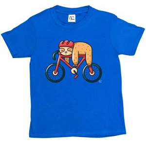 1Tee Kinder Jungen T-Shirt Faultier auf dem Fahrrad - Bild 1 von 5
