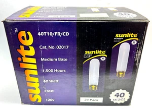 24 Pack, Sunlite 02017, 40W T10 Tubular Lamp, Medium Base E26, Frosted Tube Bulb - Picture 1 of 4