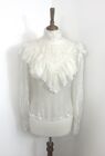 Vintage Gunnesax White Embroidered Lace Edwardian Style Blouse Shirt UK 8 10