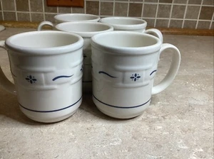 Set of 5 Longaberger Classic Blue Coffee/Tea Mugs/Cups - USA - Picture 1 of 3