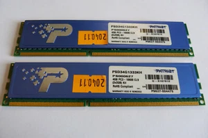 2x 2GB PATRIOT PSD34G1333KH 4GB DDR3 1333MHz PC3-10600U PC RAM Kit - Bild 1 von 2