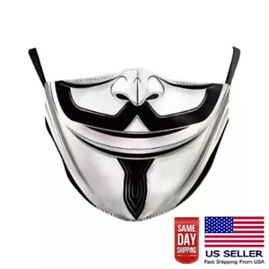 Anonymous Vendetta Maschera Viso 3D Lavabile Regolabile Divertente Mascherina Hacker - Foto 1 di 8
