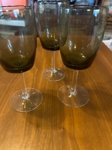 Gorham Crystal Glass Spring Platinum Green 6 Goblets 7” WATER Wine Clear Stem - Picture 1 of 6