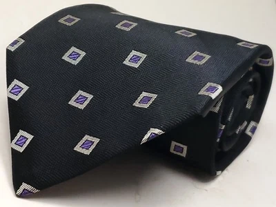 Corbata Polo Ralph Lauren Vintage Hecha a Mano en EE. UU. 100% Seda Negra Púrpura NUEVA Foto 1 de 4
