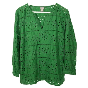 Top Chico's Kelly verde ojales talla XL (3) algodón estampado floral para mujer - Imagen 1 de 7