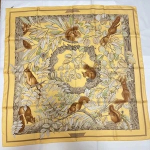Hermes Silk Scarf Carre 90 Casse Noisette Nutcracker  Yellow Used from Japan - Picture 1 of 5