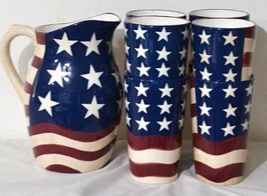 Juego de 8 jarras y vasos Stars And Stripes - Imagen 1 de 9