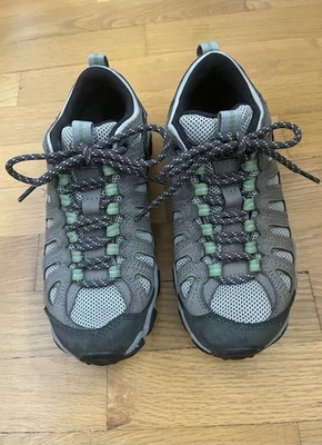 Oboz Sawtooth  Low Trail Hiking Shoes US Womens 7 Gray Clover Green Leather Mesh - Image 1 of 4