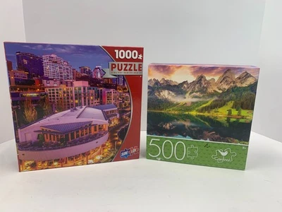 Lote de 2 NUEVOS rompecabezas Summer Sunrise Cardinal 500 piezas y Seattle Pier 66 1000 piezas Foto 1 de 4