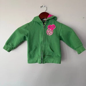 John Deere Hoodie Green w/ Pink Heart Tractor Full Zip Toddler Girls Sz 24 Mo - Picture 1 of 11