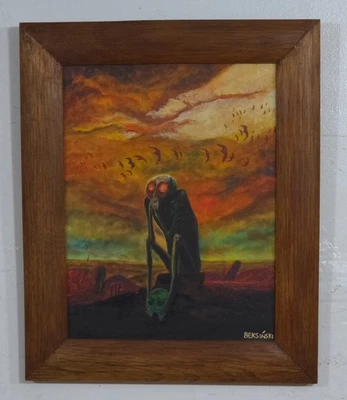 INCREÍBLE ZDZISLAW BEKSINSKI ÓLEO SOBRE LIENZO CIRCA 1982 CON MARCO EN HOJA DE ORO Foto 1 de 4