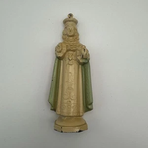 Estatua vintage de metal fundido del niño de Praga Jesús religioso 5" católico - Imagen 1 de 8