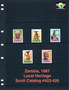 $4,30 Scott Value - 1987 ZAMBIA Disfraces locales Patrimonio africano CV MNH NH UMM - Imagen 1 de 4