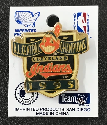 VTG 1995 Cleveland Indians AL Central Champions Pin MLB w/Chief Wahoo Logo WOW! - Image 1 of 2