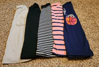 💥 Lote De 5 Camisas Manga Larga Niños Talla 4/5 5t Rayas Cómodas Mezcla N Combinado Foto 1 de 4