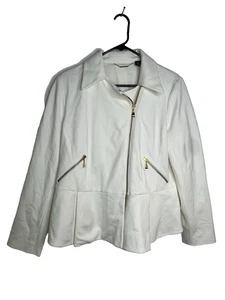 Chicos Black Label Peplum White NWOT Jacket Blazer  sz 2 / L (15 - Picture 1 of 11