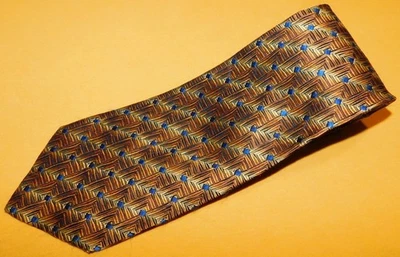 ERMENEGILDO ZEGNA MADE IN ITALY YELLOW/BROWN/BLUE DOTS MOTIF TIE - NECK TIES. - Image 1 of 3