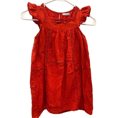 Mayoral Girls Red Dress Eyelet Ruffle Sleeve Sleeve Party Casual Size 6 - Image 1 of 4