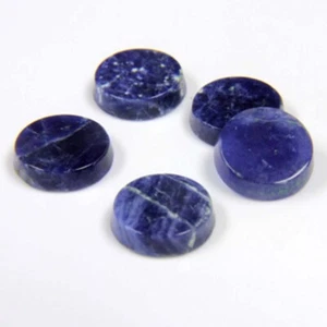 Sodalith rund beidseitig Flatback 8 mm bis 20 mm natur kalibriert lose Edelstein - Bild 1 von 4