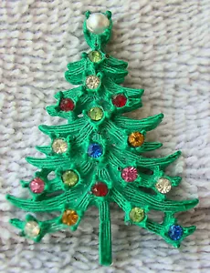 Broche vintage de piedra facetada árbol de Navidad de los años 70 - Imagen 1 de 3