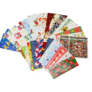 Vtg 29 Sheets Christmas Holiday Wrapping Paper Sheets Lot NOS - Picture 1 of 12