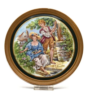 Médaillon porcelaine scène galante Boucher romanticscene on porcelain (a) - Foto 1 di 3