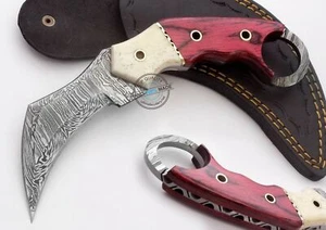 Maßgeschneidertes schönes Damaskus-Stahl-Doppelschneide-Karambit-Messer (2314) - Bild 1 von 5