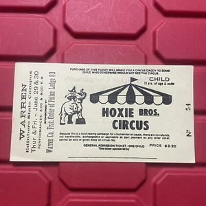 Boleto de admisión infantil Hoxie Bros Circus usado vintage años 70 - Imagen 1 de 2