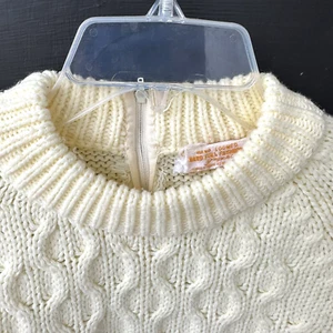 Vintage Hand Loomed Sweater Cable Knit size L Virgin Acrylic 1960s 70s - Picture 1 of 6