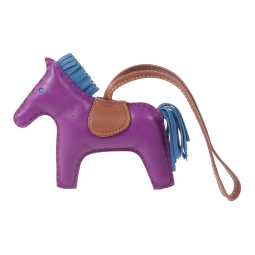HERMÈS HERMES Rodeo GM Charm Milo Pelle Viola Blu Marrone