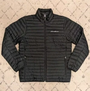 Eddie Bauer Down Puffer Jacket Black Coat Men's Medium EB 650 Full ZIP - Picture 1 of 8