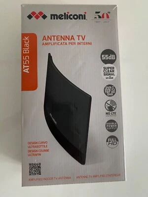 Antenna TV Amplificata per interni Meliconi AT55 Black - Immagine 1 di 4