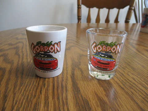 LOT OF TWO JEFF GORDON SHOT GLASSES GLASS NASCAR CHAMPION RACE CAR DRIVER Cover