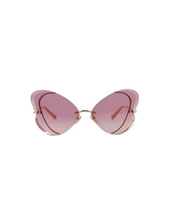 Chloé Womens Cat Eye Gold Gold Violet Fashion Designer Eyewear - Picture 1 of 4