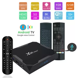 Android 9.0 X96 Max+ Plus 8K HDR Bluetooth Dual WiFi 32GB Amlogic S905X3 TV Box - Picture 1 of 13