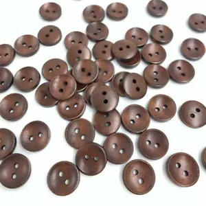 100pcs Round Brown Wooden Buttons Fit Sewing Scrapbooking 2 Holes 13mm - Picture 1 of 3