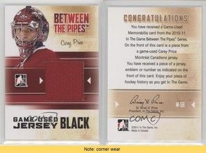 2010-11 ITG Between the Pipes Game-Used Black Jersey /120 Carey Price #M-56