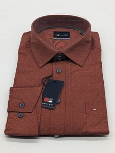 Camisa Júpiter manga larga talla M 39/40 cuello kent patrón terracota ajuste regular - Imagen 1 de 5