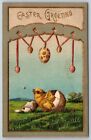 Easter Greeting, Hatched Chick, Egg Ornaments, Antique A Sala ASB Postcard