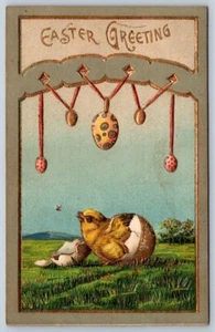 Easter Greeting, Hatched Chick, Egg Ornaments, Antique A Sala ASB Postcard - Picture 1 of 2