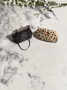 2 Vintage Miniature Resin Hand Bags Purses  - 2.75 x 2.5 - 4 x 2.5 - EUC - Picture 1 of 6