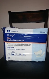 12ct. pkg Covidien Wings Plus Quilted Adult Briefs Diapers, Md 32"-44" - Picture 1 of 5