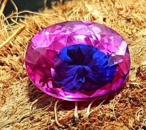 17.15 Ct A++ NATURAL Ceylon PITAMBARI Sapphire Bi-Color Certified Oval GEMSTONE - Picture 1 of 9