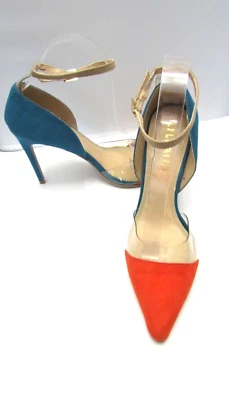 Zapatos de salón Liliana PATRIOTIC para mujer de gamuza sintética Mary Jane tacones de aguja ROJO/AZUL talla 8 Foto 1 de 4