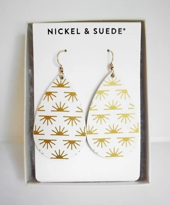 *Níquel e camurça* Brincos de lágrima de couro branco amanhecer - PEQUENOS - NOVOS! - Imagem 1 de 3