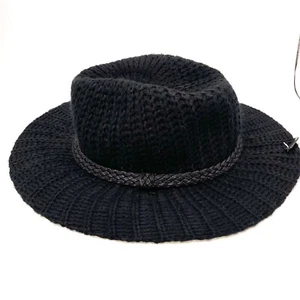 Maurices Damenhut schwarz Strick volle Krempe Fedora Cowboy schwarz geflochtene Borte Einheitsgröße - Bild 1 von 13