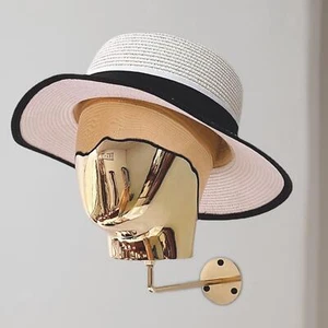 Wall Mounted Hat Rack Decorative Metal Model Mannequin Head Hat Display Stand - Picture 1 of 10